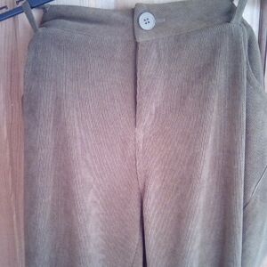 Elegant Wide Leg Corduroy Pants - Tan